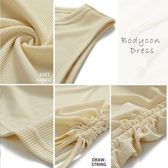 BTFMB | Drawstring Body Con Dress - Cream | Size Large - Picture 3 of 6